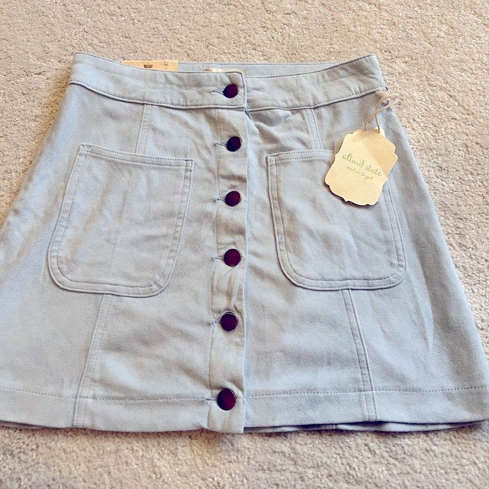NWT Suede Mini Skirt - Altar’d State. Dust blue.